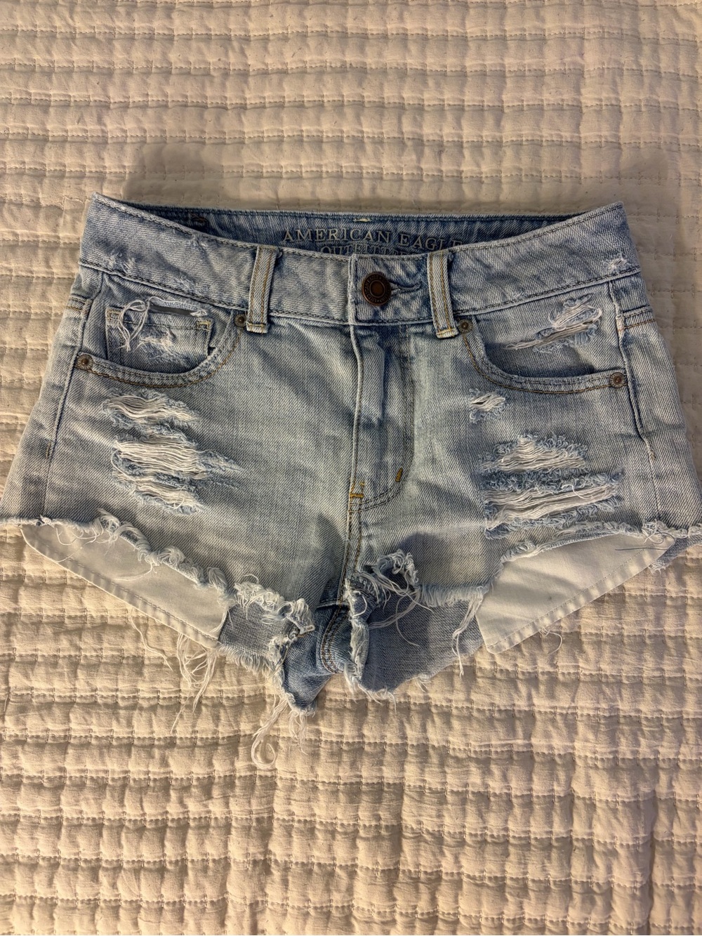 American Eagle Outfitters Light Wash Distressed Denim Cutoff Shorts